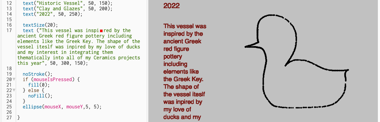 Sample artist statement coded with p5.js
